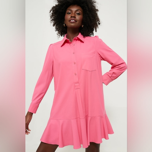 NWT Tuckernuck Bright Pink Elegant Pink Shirt Dress - Picture 1 of 6